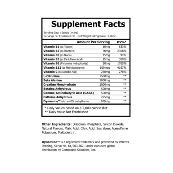 Pre-Workout Tropical Sunrise Supplement Facts